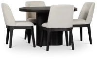 Emory Black Round Table & 4 Upholstered Chairs