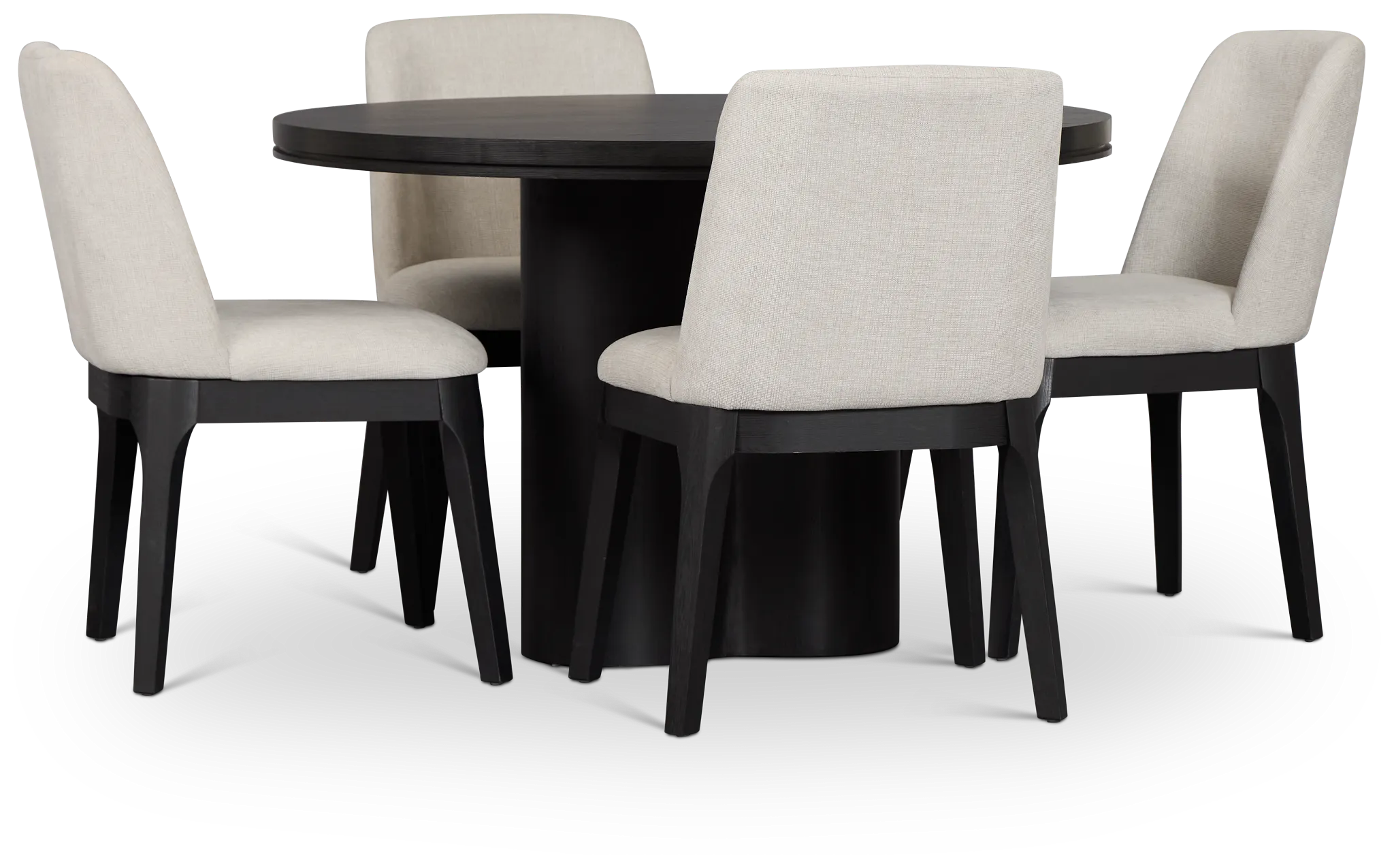 Emory Black Round Table & 4 Upholstered Chairs