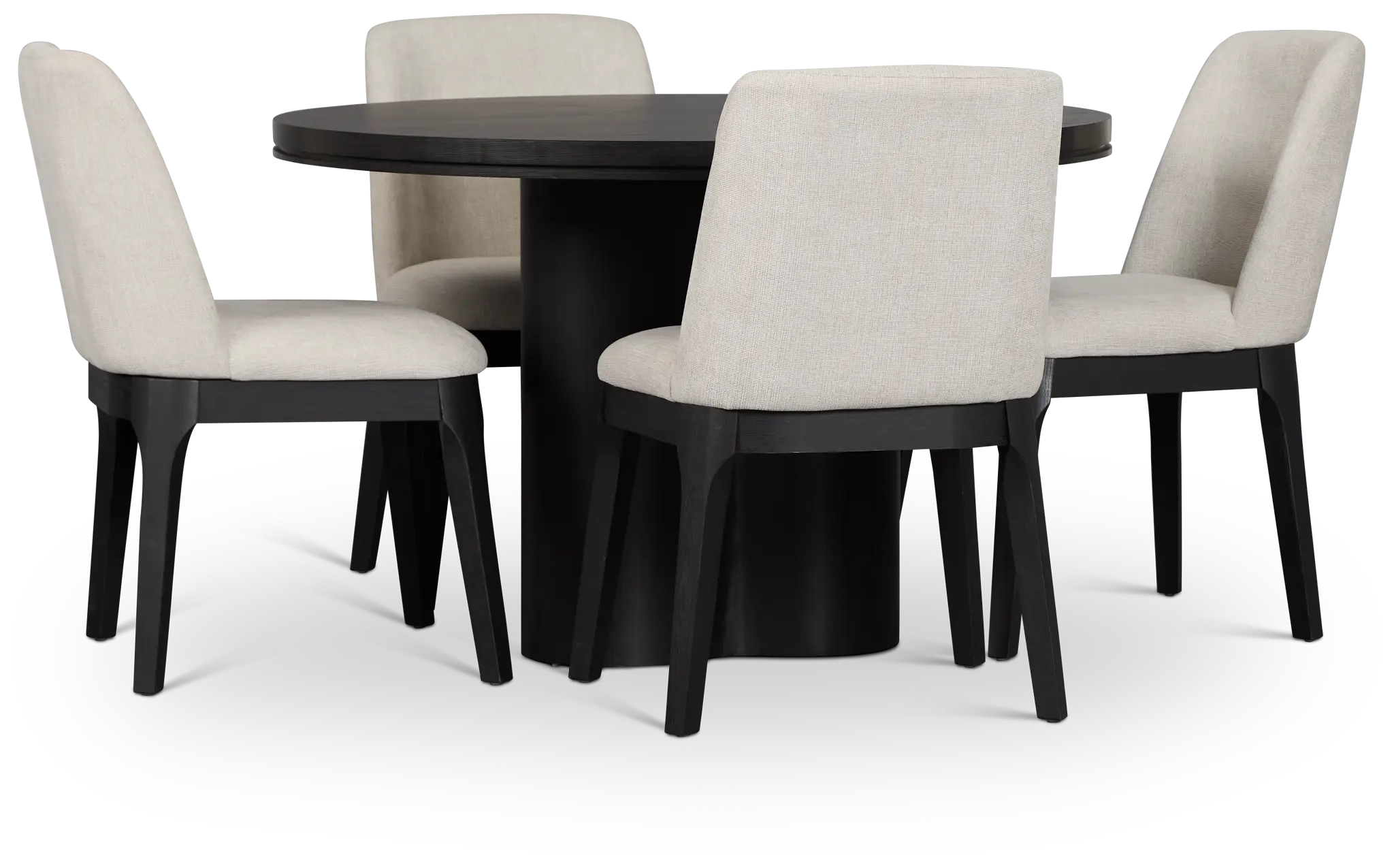 Emory Black Round Table & 4 Upholstered Chairs Emory Black Round Table & 4 Upholstered Chairs