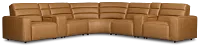 Sawyer Light Brown Micro Large Dual Power Reclining Two-arm Sectional