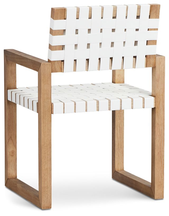 Haven White Woven Leather Arm Chair