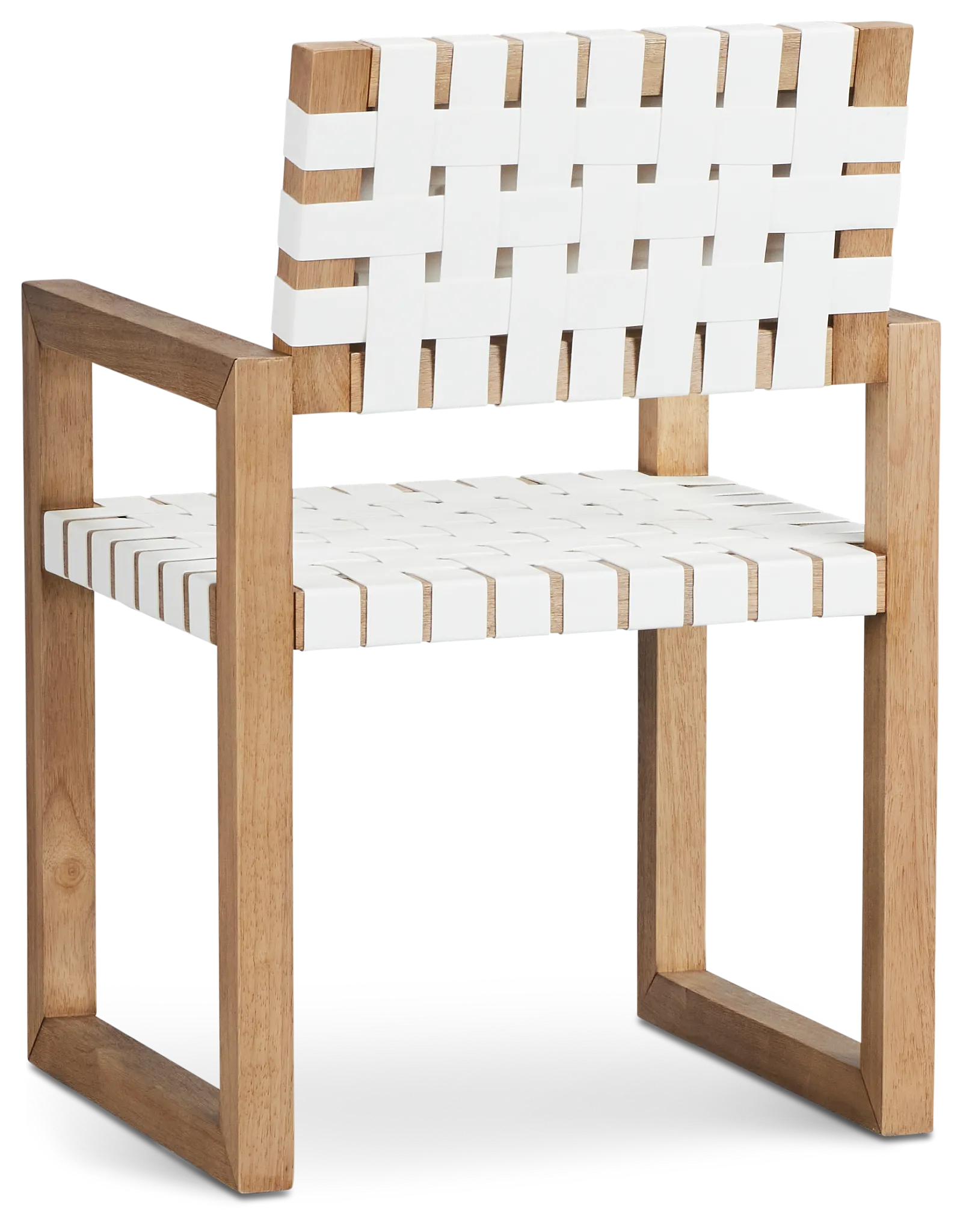 Haven White Woven Leather Arm Chair