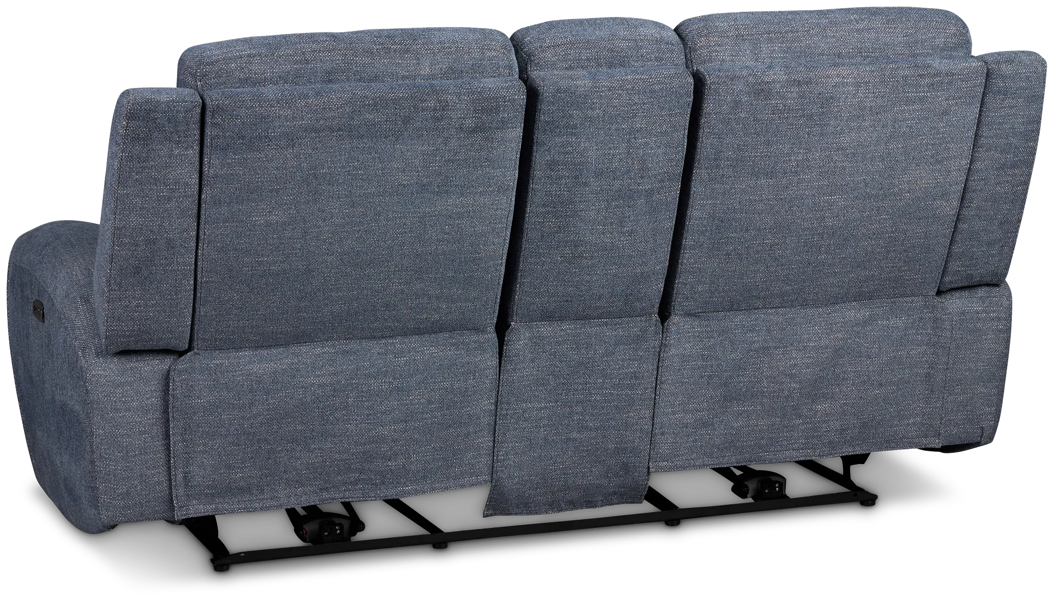 Walker Blue Fabric Reclining Console Loveseat