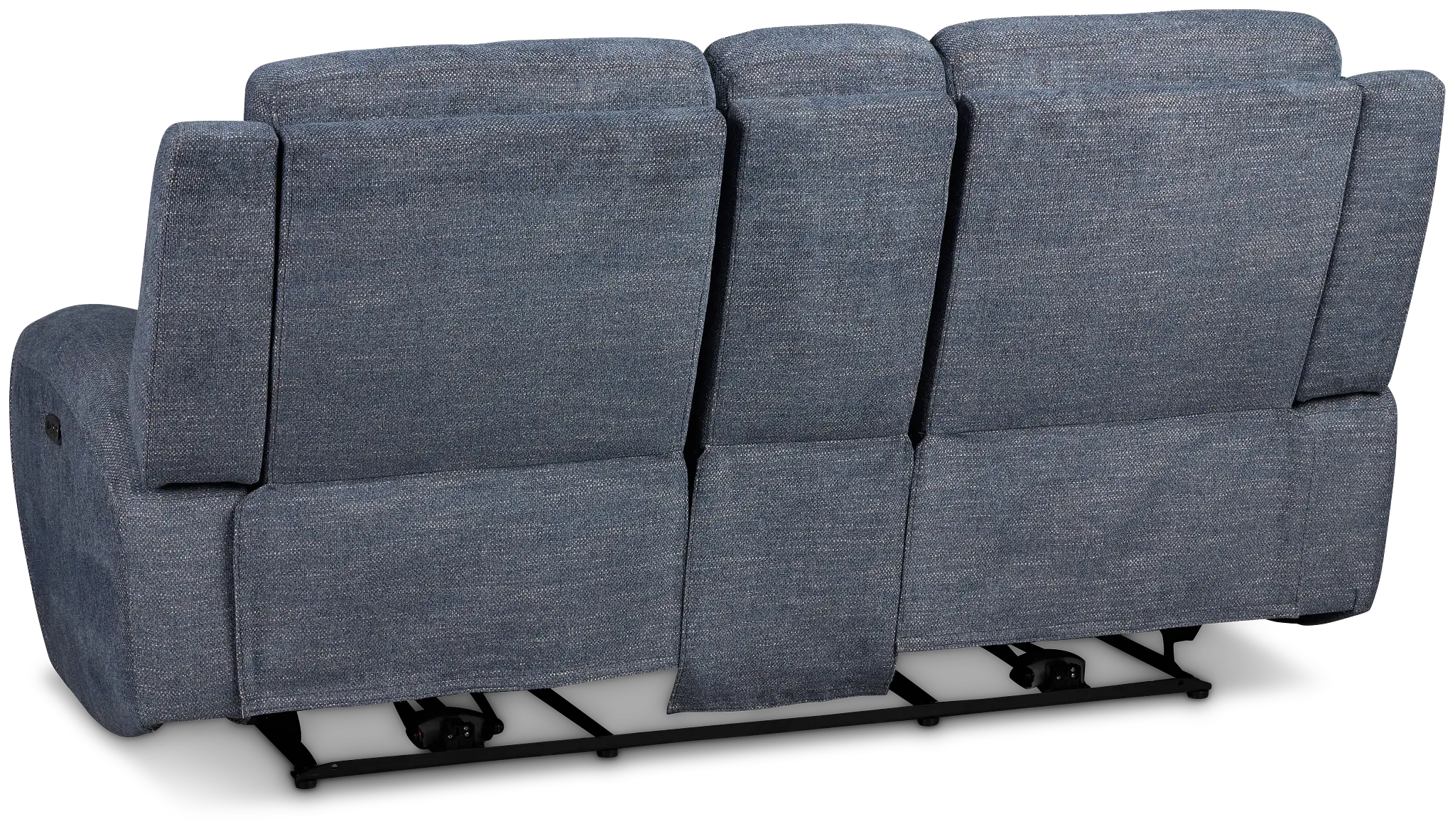 Walker Blue Fabric Reclining Console Loveseat Walker Blue Fabric Reclining Console Loveseat