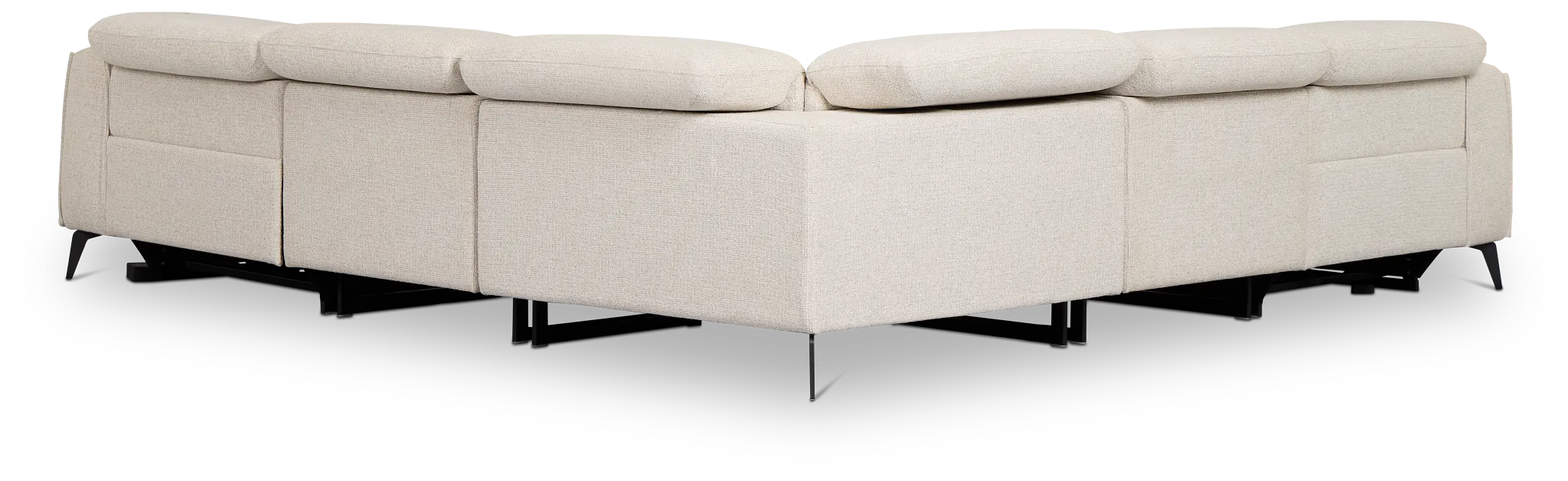 Reyna Light Beige Fabric Small Dual Power Reclining Two-arm Sectional