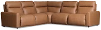 Edison Medium Brown Leather/vinyl Small Triple Power Reclining 2-arm Sectional