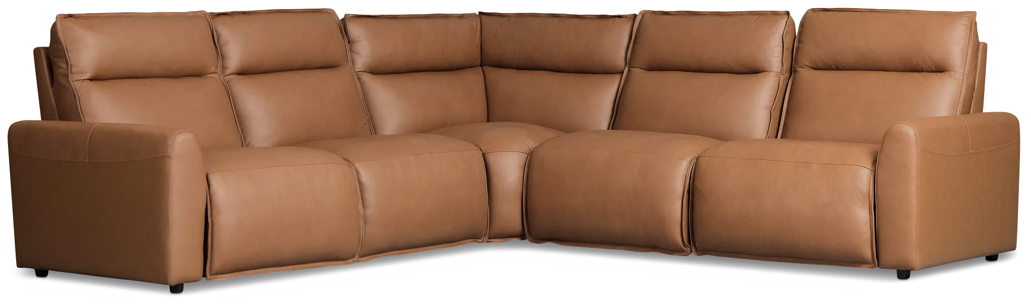 Edison Medium Brown Leather/vinyl Small Triple Power Reclining 2-arm Sectional