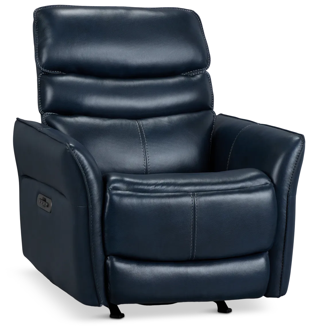Preston Dark Blue Lthr/vinyl Power Recliner With Heat And Massage