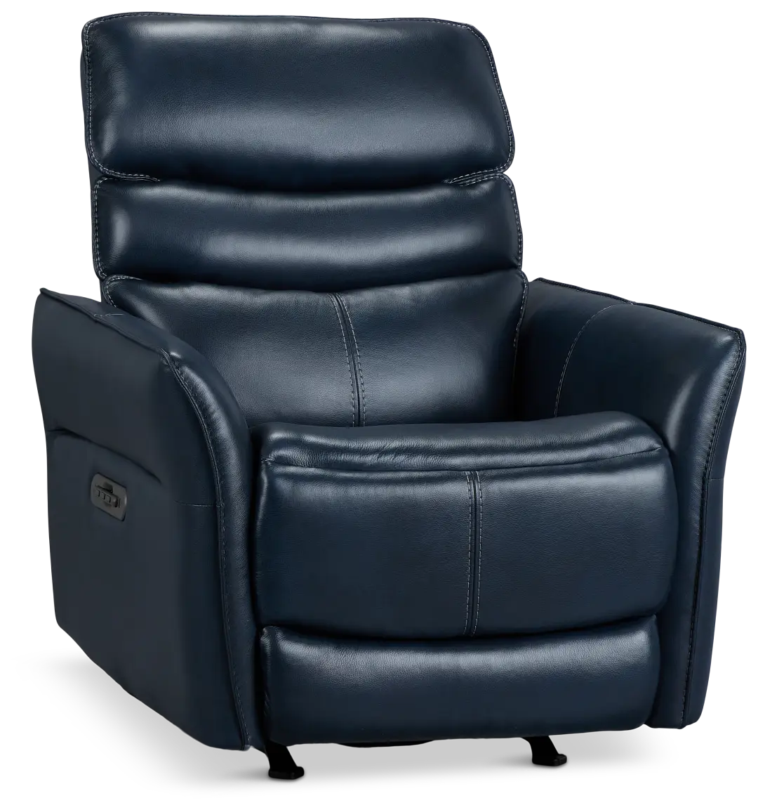 Preston Dark Blue Lthr/vinyl Power Recliner With Heat And Massage Preston Dark Blue Lthr/vinyl Power Recliner With Heat And Massage