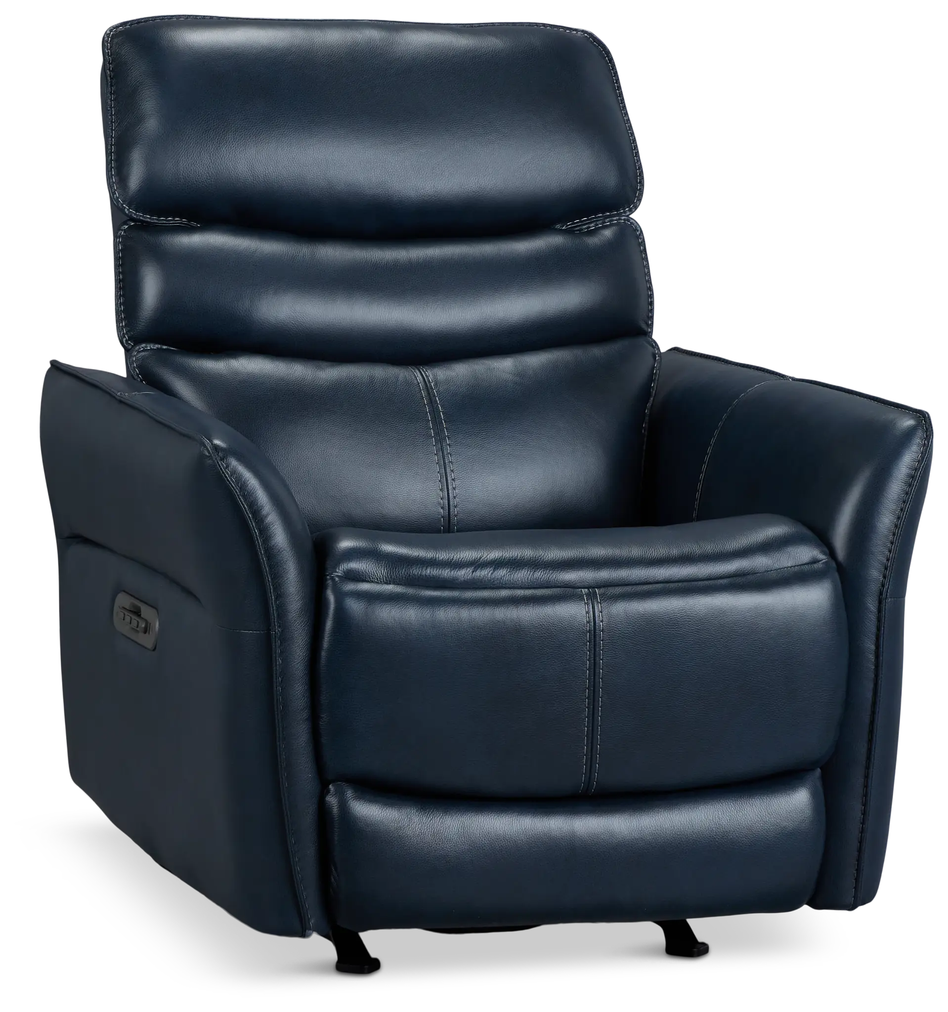 Preston Dark Blue Lthr/vinyl Power Recliner With Heat And Massage Preston Dark Blue Lthr/vinyl Power Recliner With Heat And Massage