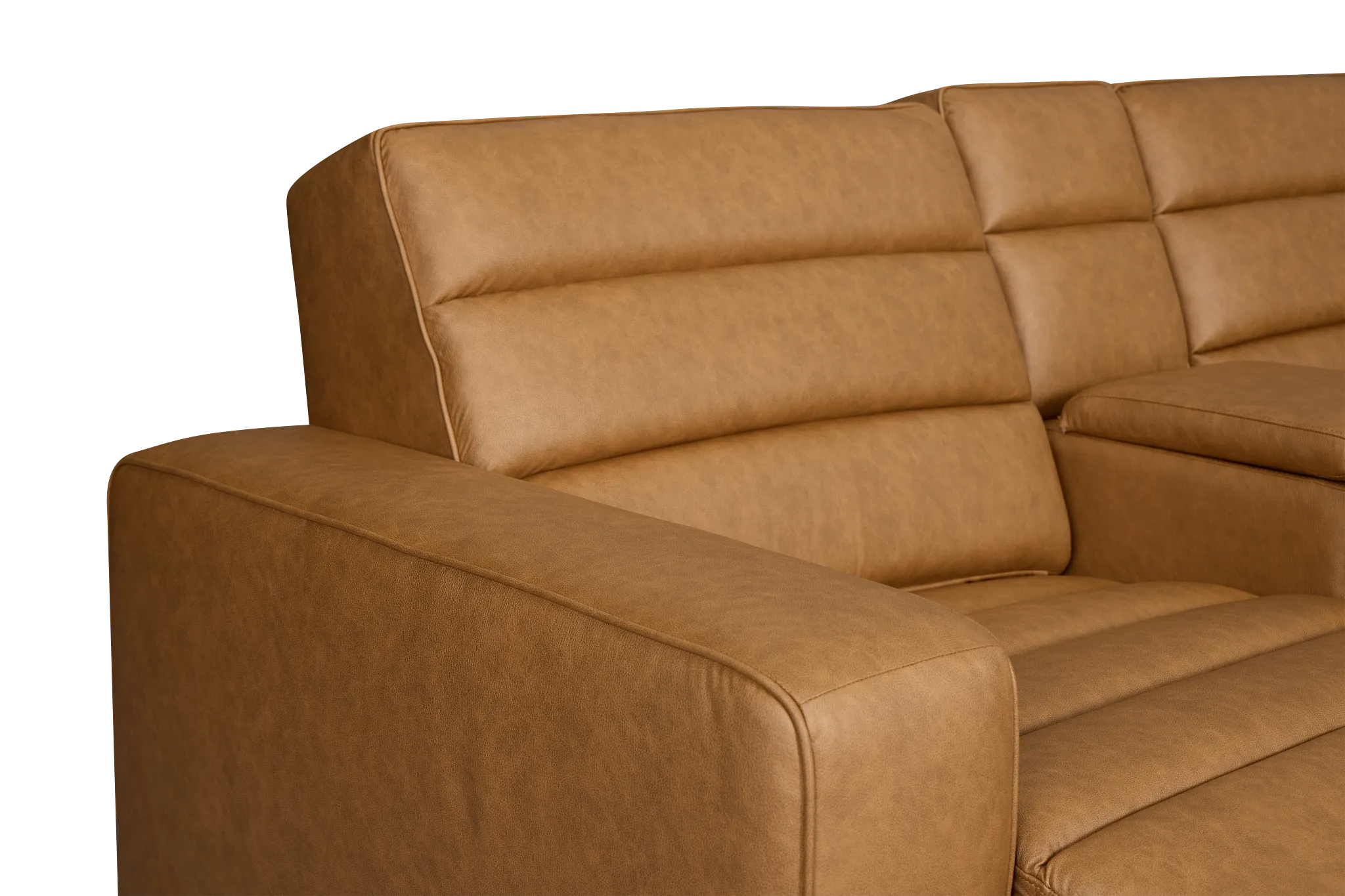 Sawyer Light Brown Micro Large Dual Power Reclining Two-arm Sectional