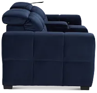 Gemma Navy Velvet Power Reclining Console Sofa