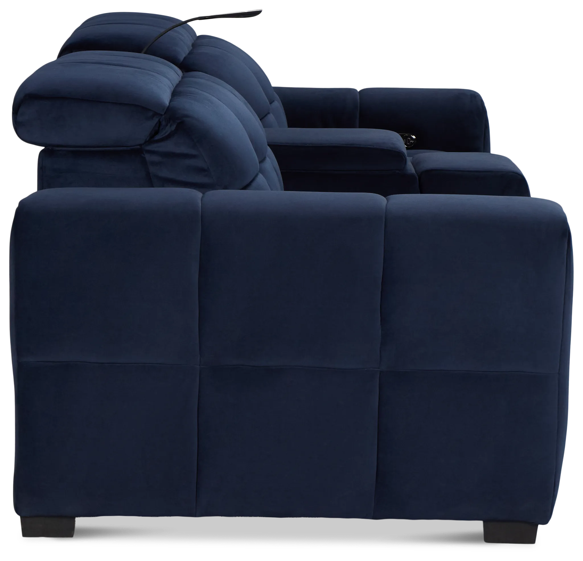 Gemma Navy Velvet Power Reclining Console Sofa