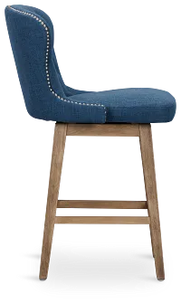 Seaside Blue Fabric 24" Swivel Barstool