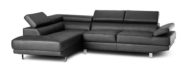 Zane Black Micro Left Chaise Sectional