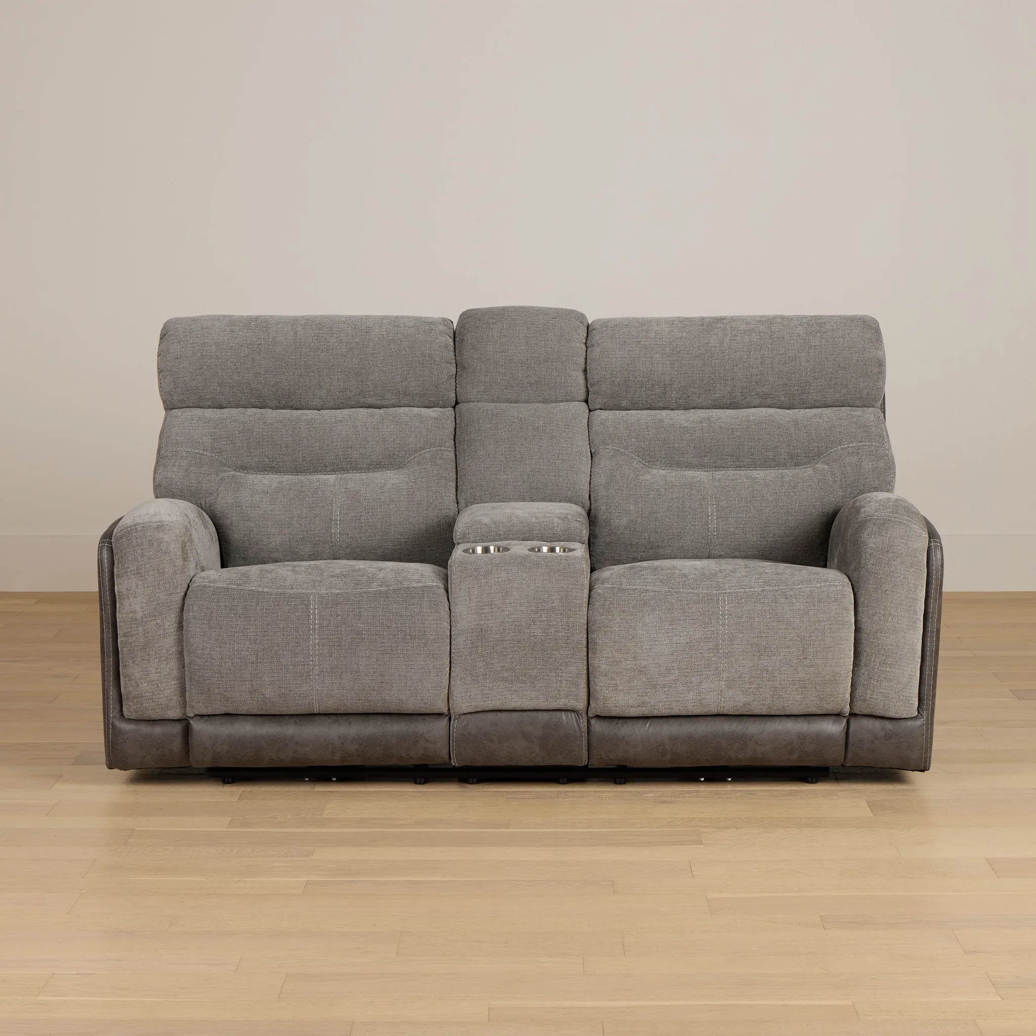 Travis Gray Fabric Power Reclining Console Loveseat