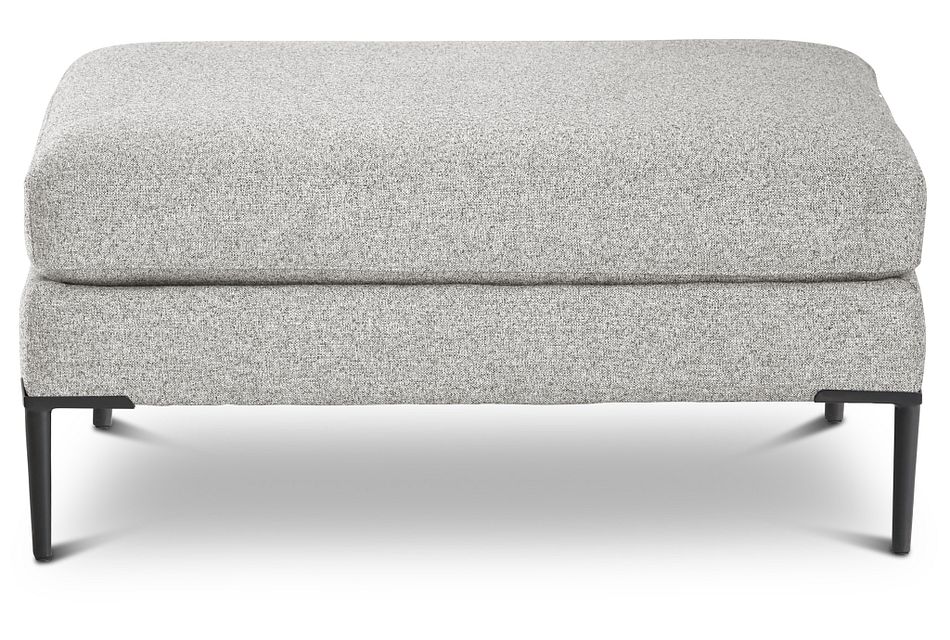Morgan Light Gray Fabric Cocktail Ottoman With Metal Legs Living Room Ottomans City Furniture