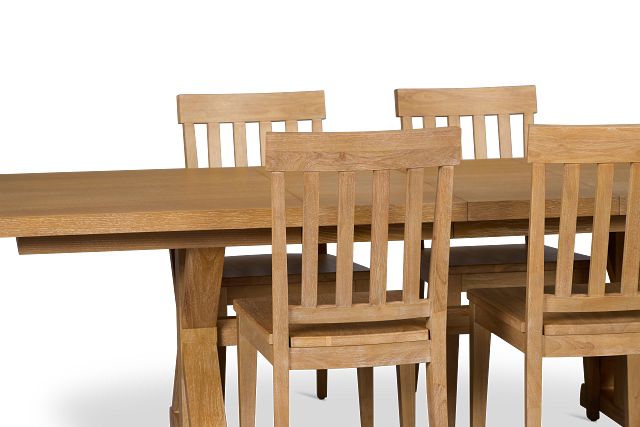Nantucket Light Tone Trestle Table & 4 Light Tone Chairs