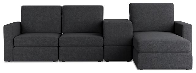 Citymod Dark Gray Fabric Small Right Chaise Sectional With Media Console