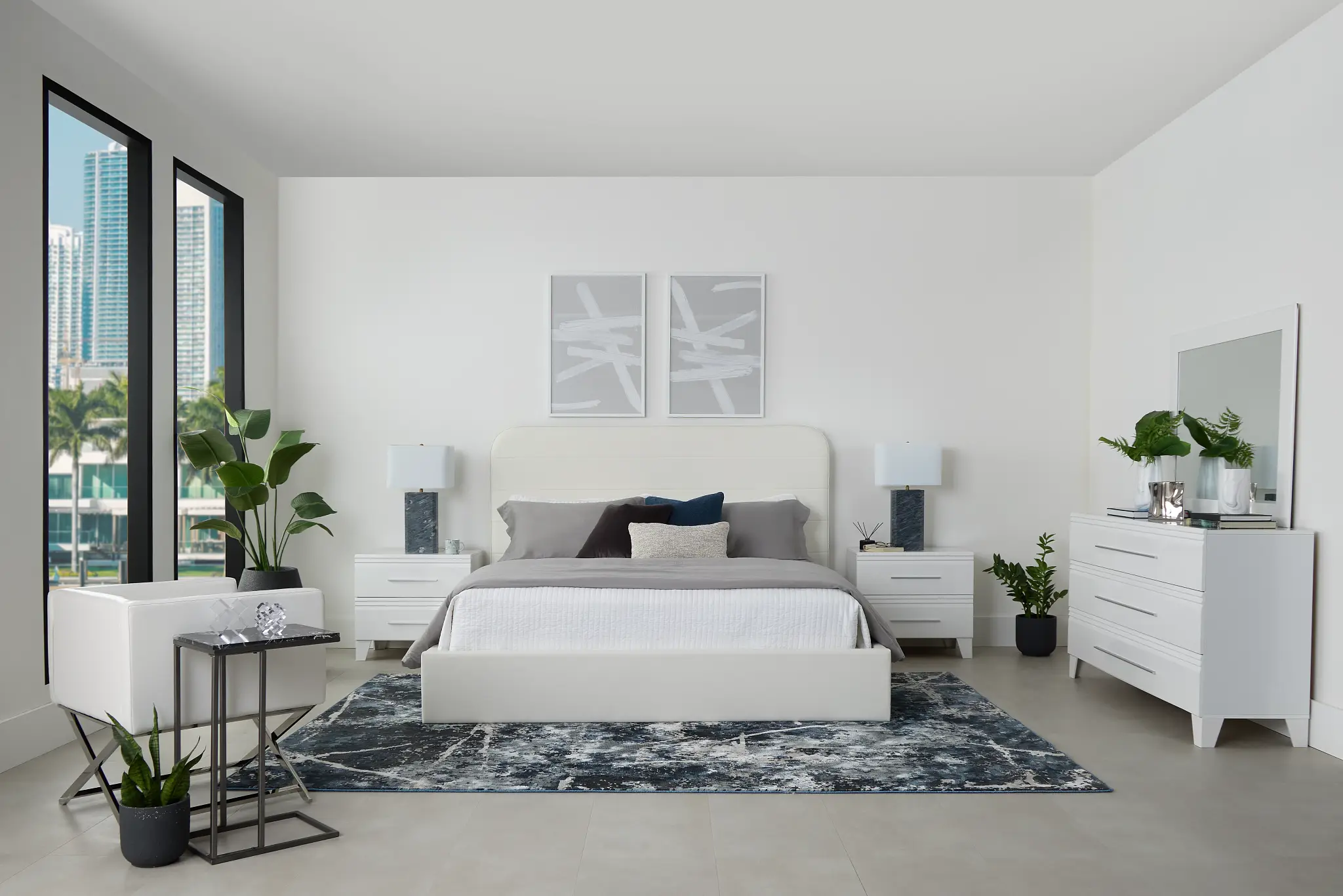 Doral White Curved Upholstered Platform Bed Doral White Curved Upholstered Platform Bed