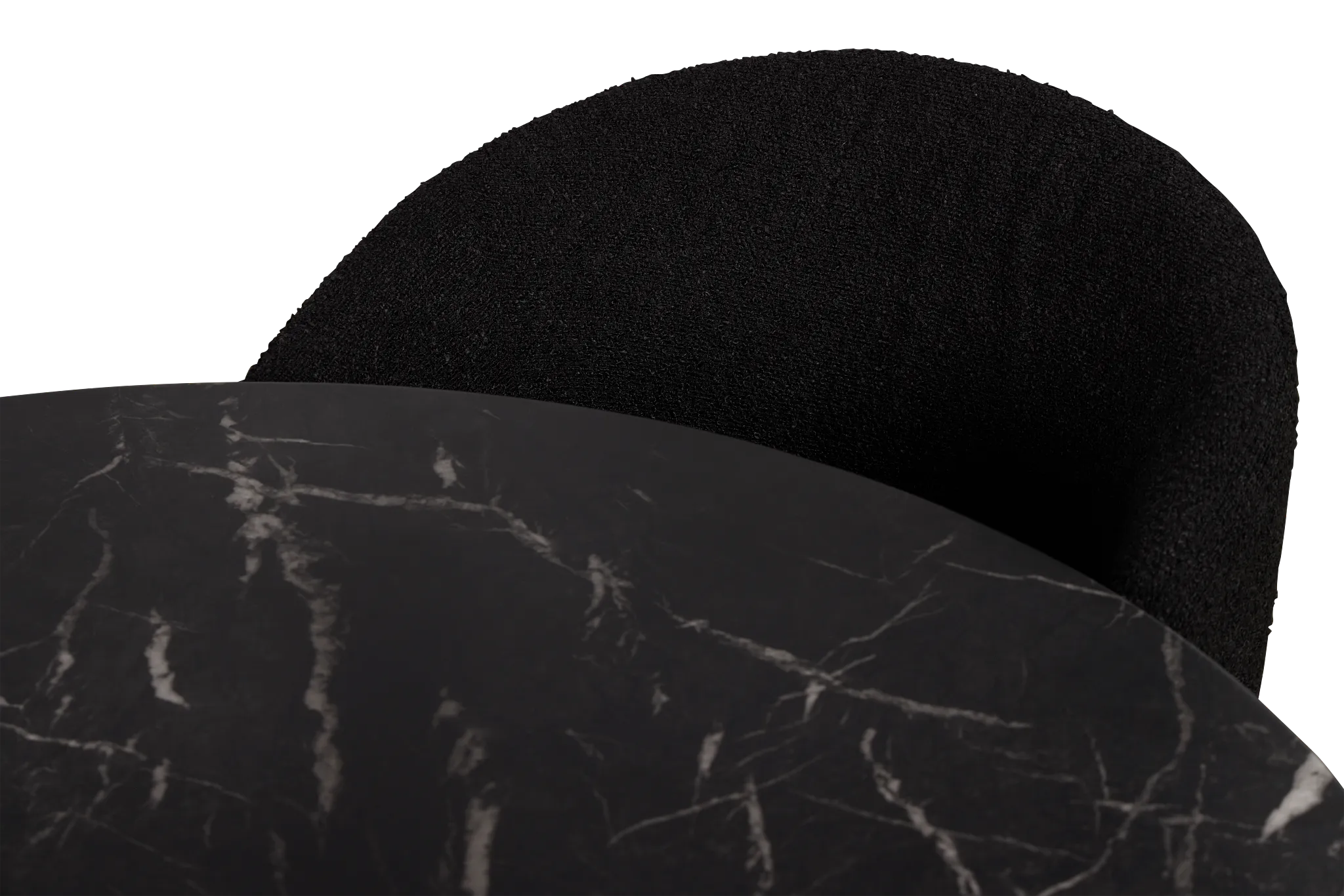 Merrick Black Round Table With 4 Black Upholstered Side Chairs