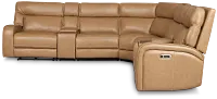 Jasper Light Brown Leather Large Triple Power Reclining Two-arm Sectional