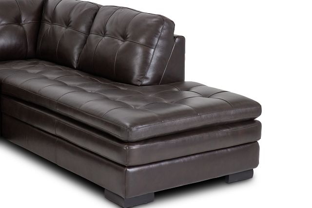 Braden Dark Brown Leather Medium Right Bumper Sectional