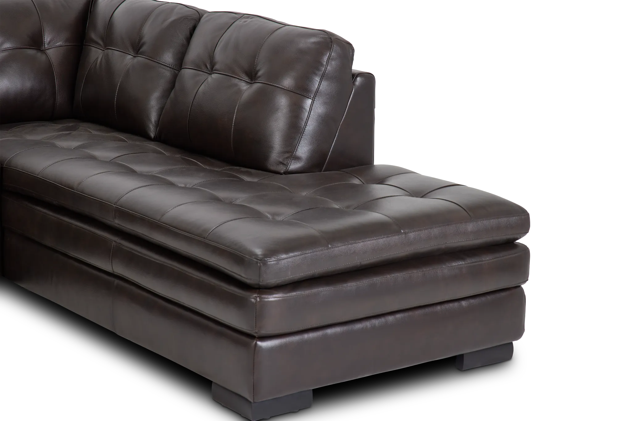 Braden Dark Brown Leather Medium Right Bumper Sectional