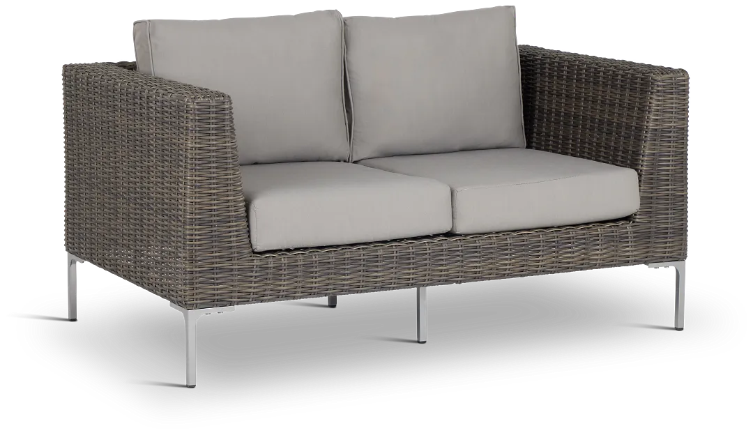 Tulum Gray Woven Loveseat W/ Cushion