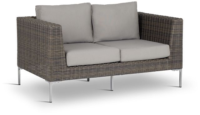 Tulum Gray Woven Loveseat W/ Cushion