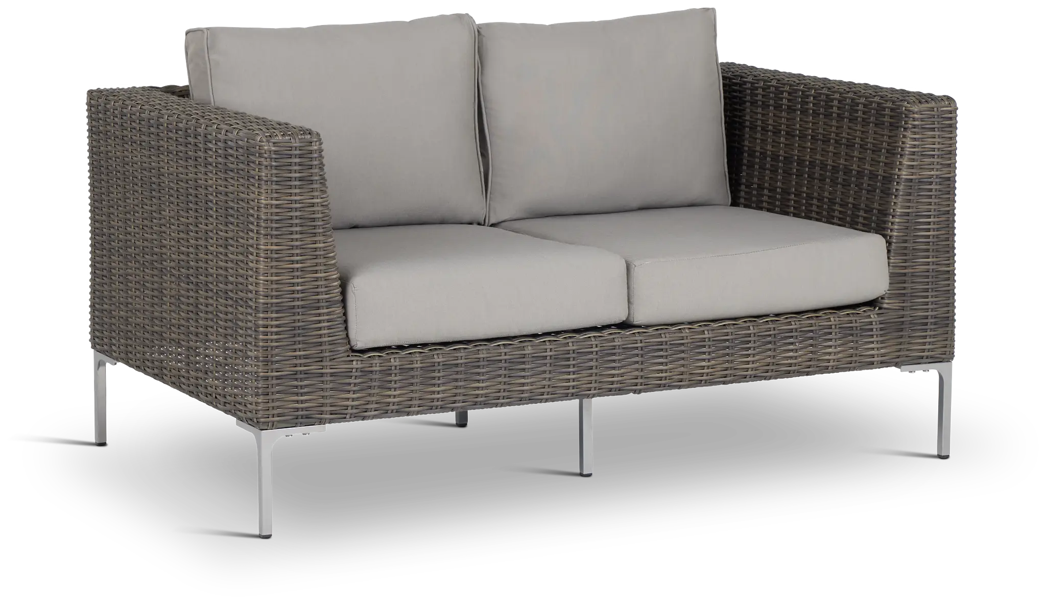 Tulum Gray Woven Loveseat W/ Cushion Tulum Gray Woven Loveseat W/ Cushion