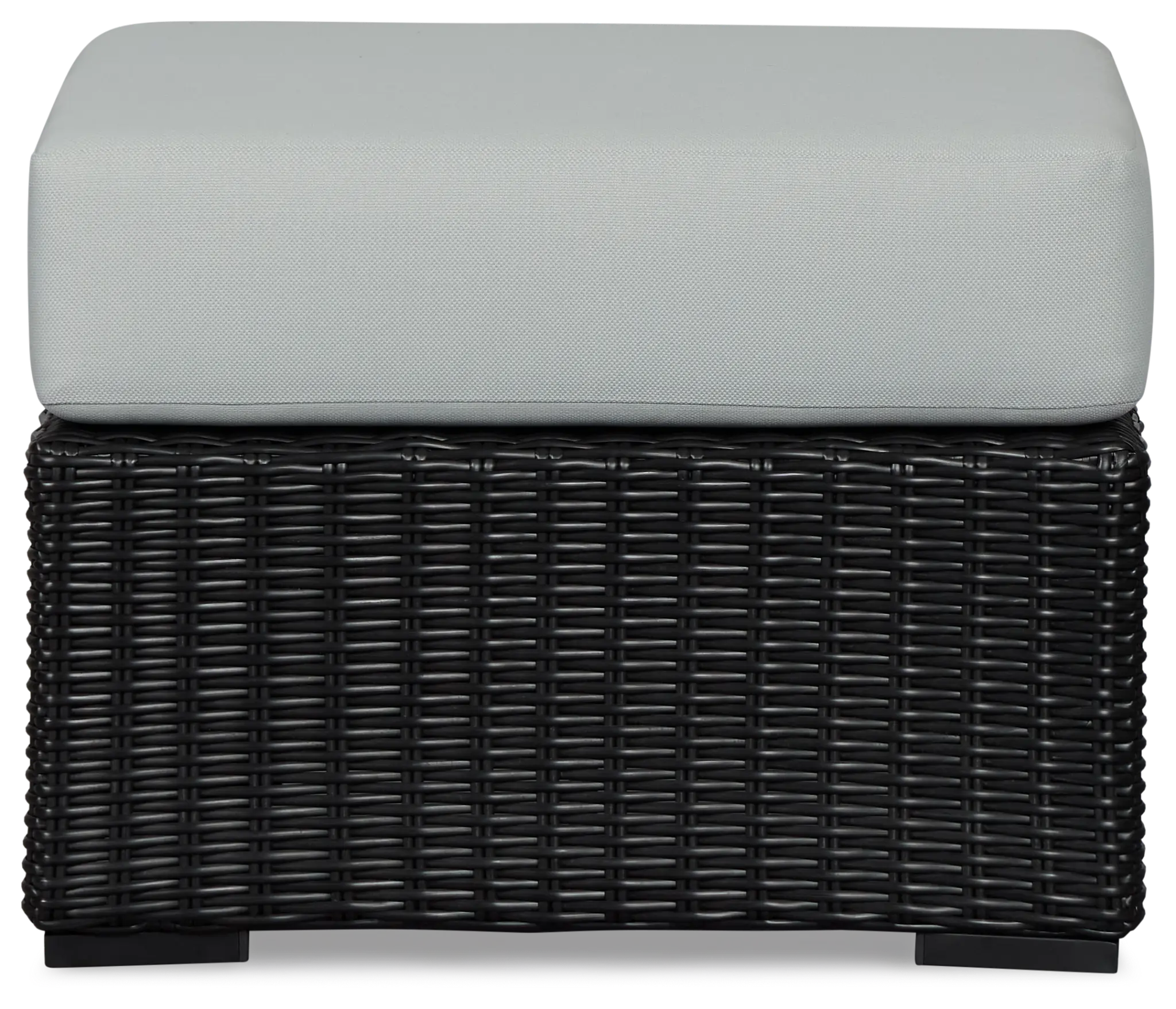 Montecito Black Small Ottoman With Light Blue Cushions Montecito Black Small Ottoman With Light Blue Cushions