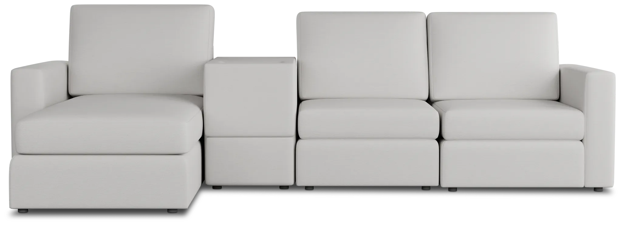 Citymod White Fabric Small Left Chaise Sectional With Storage Console