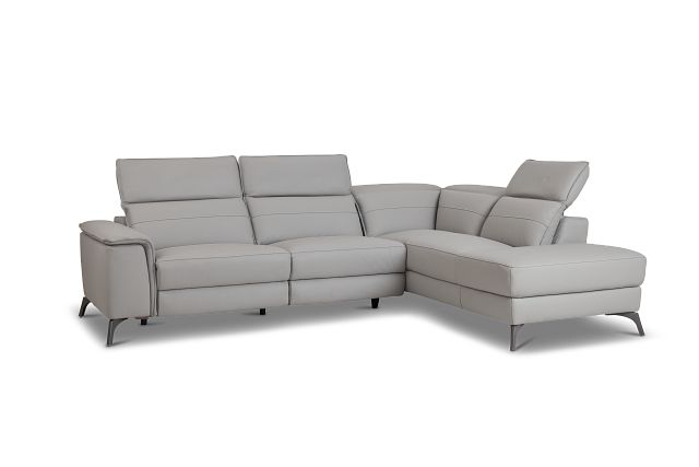 Pearson Gray Leather Right Bumper Sectional
