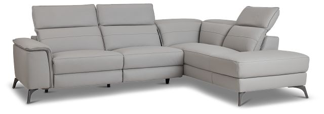 Pearson Gray Leather Right Bumper Sectional