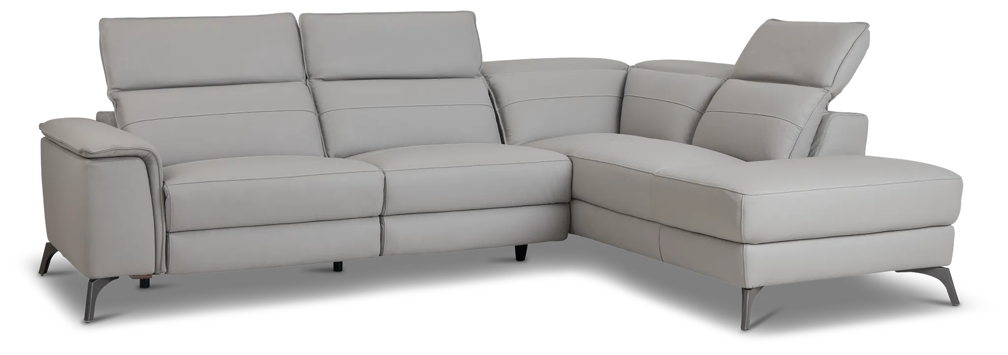 Pearson Gray Leather Right Bumper Sectional