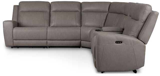 Colton Light Gray Micro Medium Triple Power 2-arm Sectional