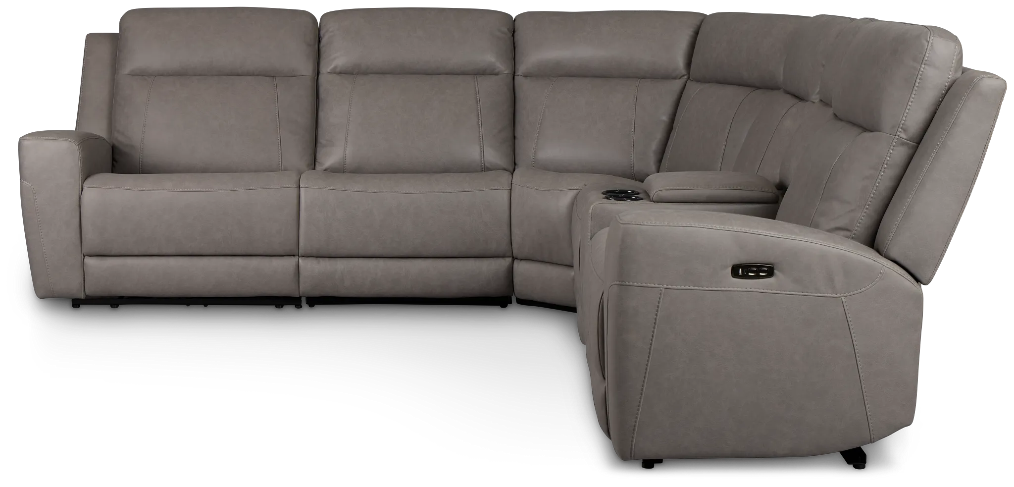 Colton Light Gray Micro Medium Triple Power 2-arm Sectional