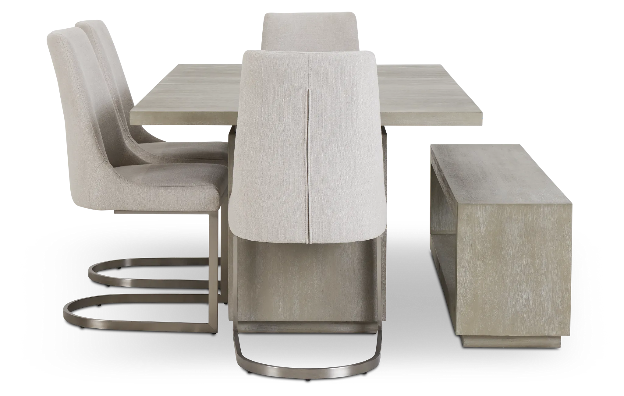 Madden Light Tone Rect Table, 4 Chairs & Bench