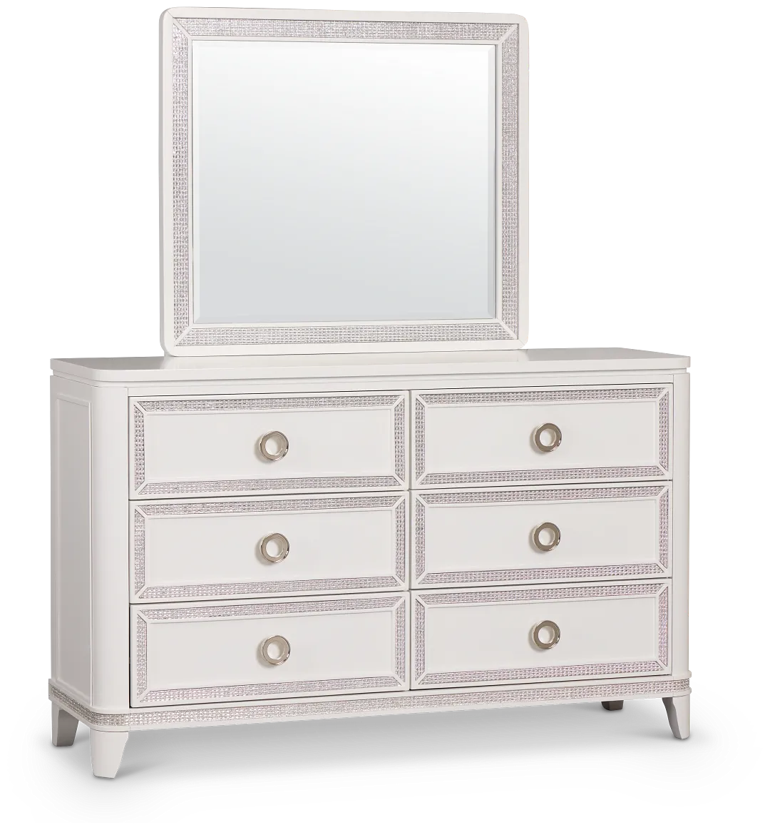 Milan White Youth Dresser & Mirror