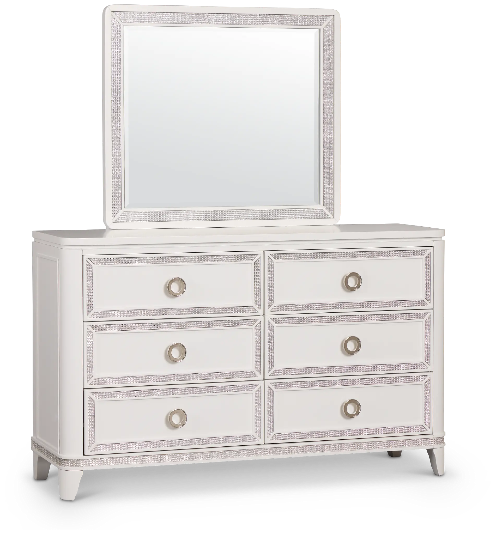 Milan White Youth Dresser & Mirror Milan White Youth Dresser & Mirror