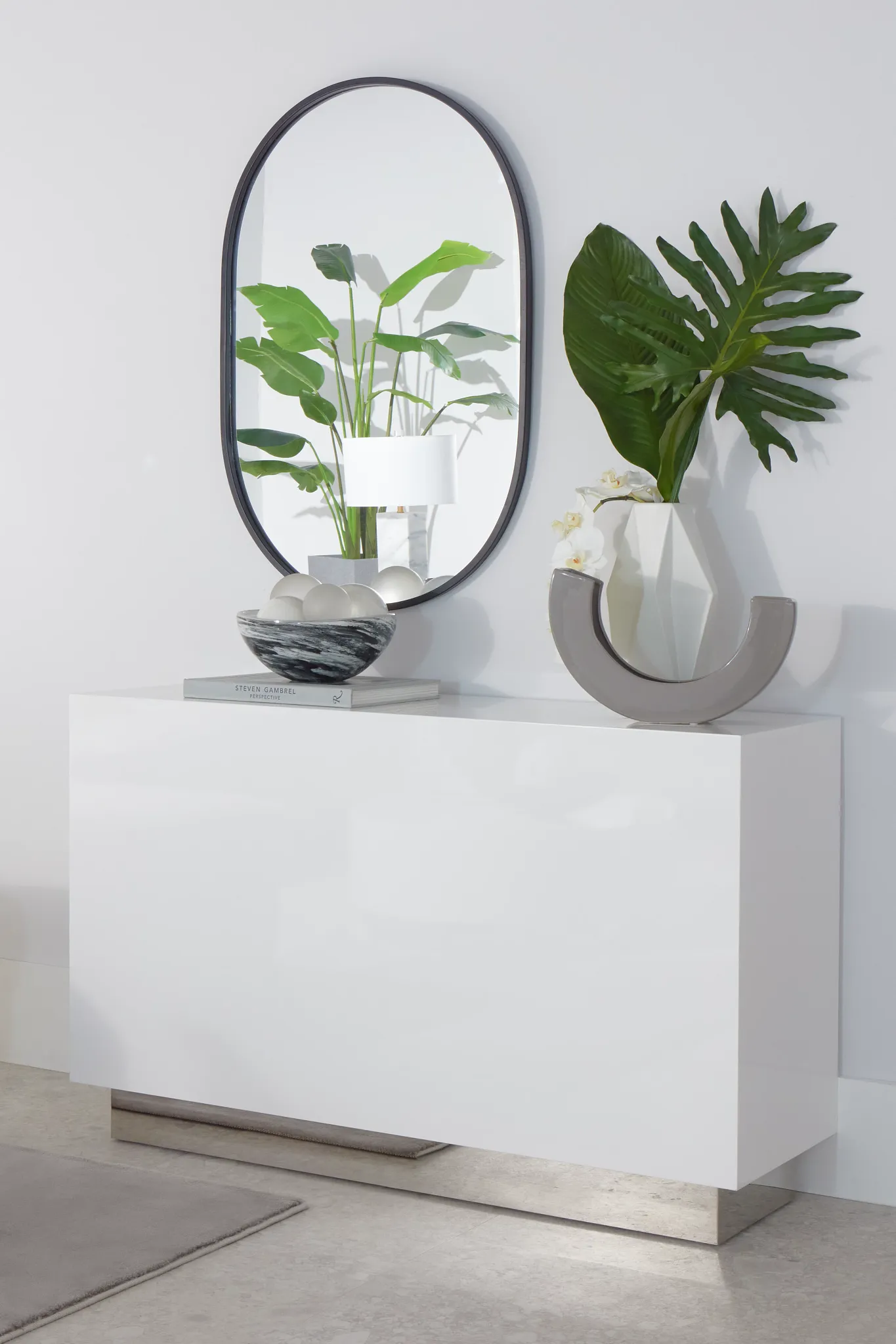 Camila White Rect Sofa Table