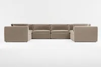 Destin Joya Beige Velvet 8-piece Modular Sectional