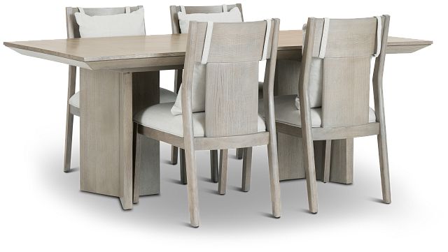 Pasadena Light Tone Rectangular Table & 4 Upholstered Chairs