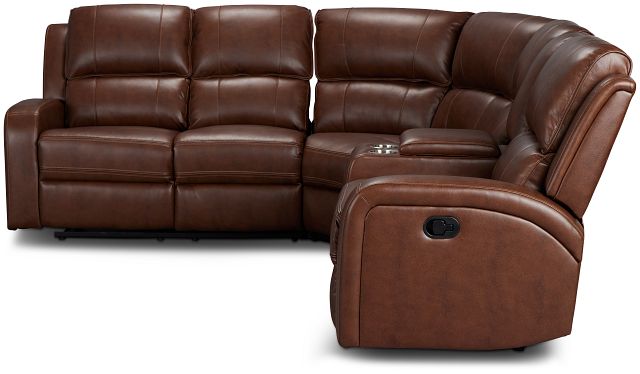 Arden Dark Brown Micro Medium Dual Reclining Sectional With Right Console