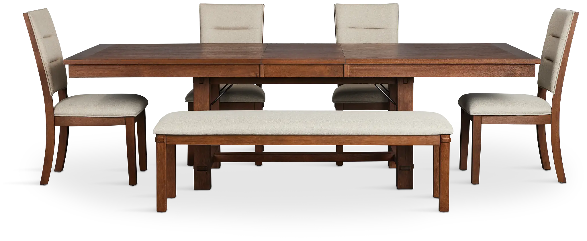 Park City Dark Tone Rect Table With 4 Upholstered Side Chairs & Bench Park City Dark Tone Rect Table With 4 Upholstered Side Chairs & Bench