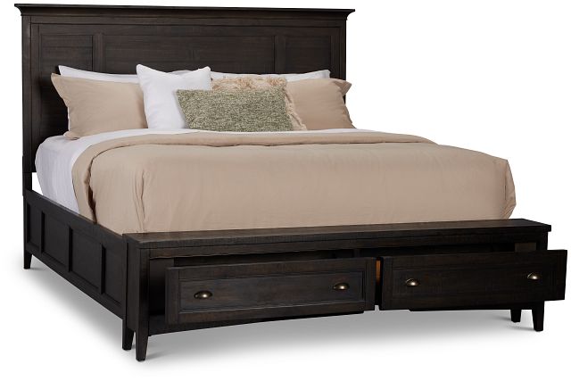 Heron Cove Dark Tone Panel Bed With Bench