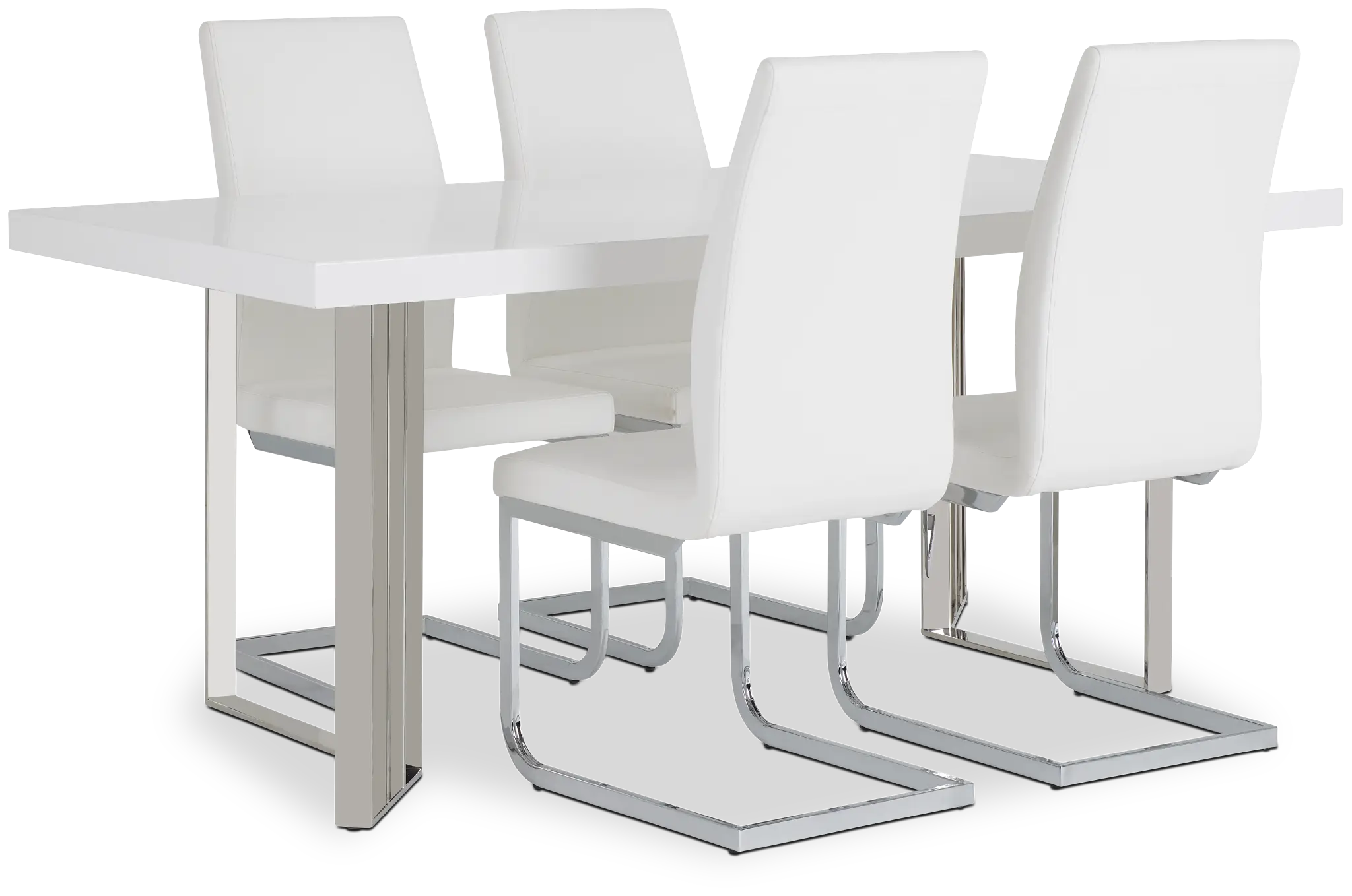 Axel White Table & 4 Upholstered Chairs Axel White Table & 4 Upholstered Chairs