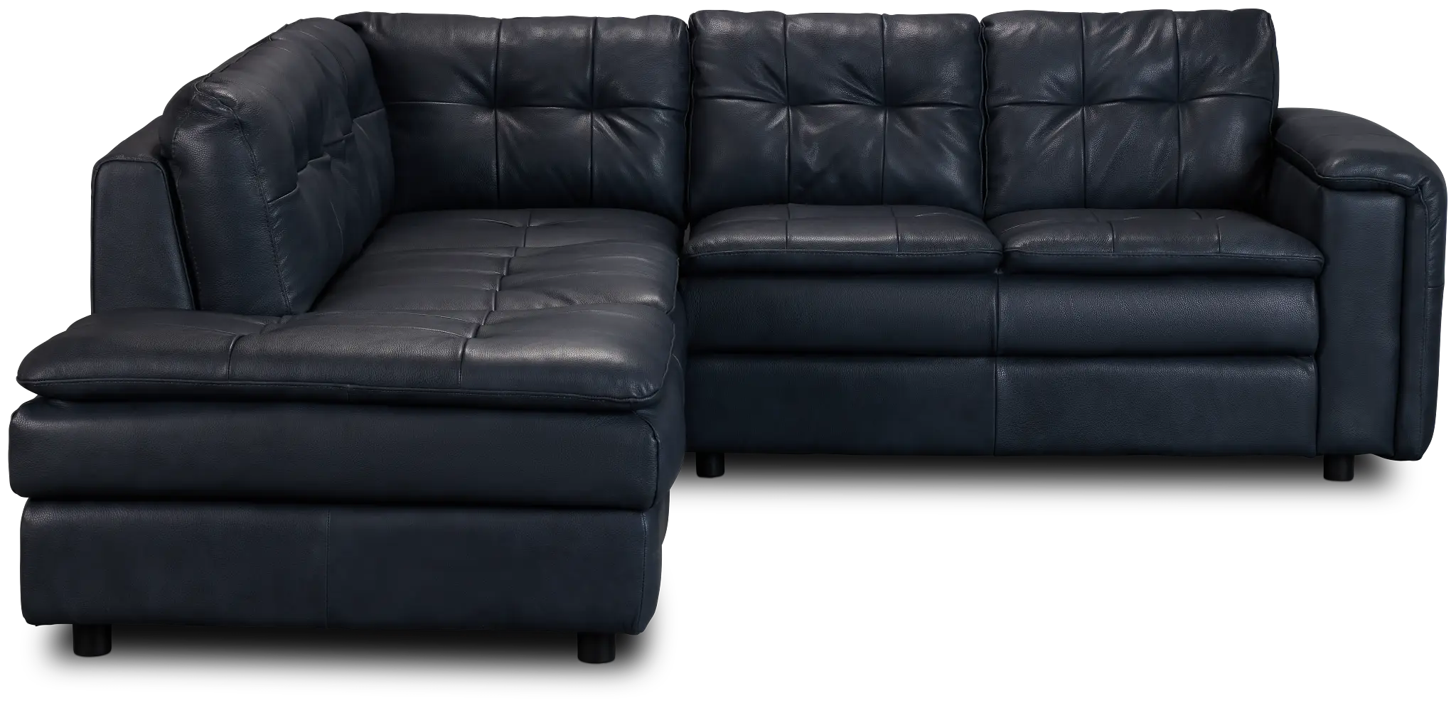 Rowan Navy Leather Small Left Bumper Sectional Rowan Navy Leather Small Left Bumper Sectional