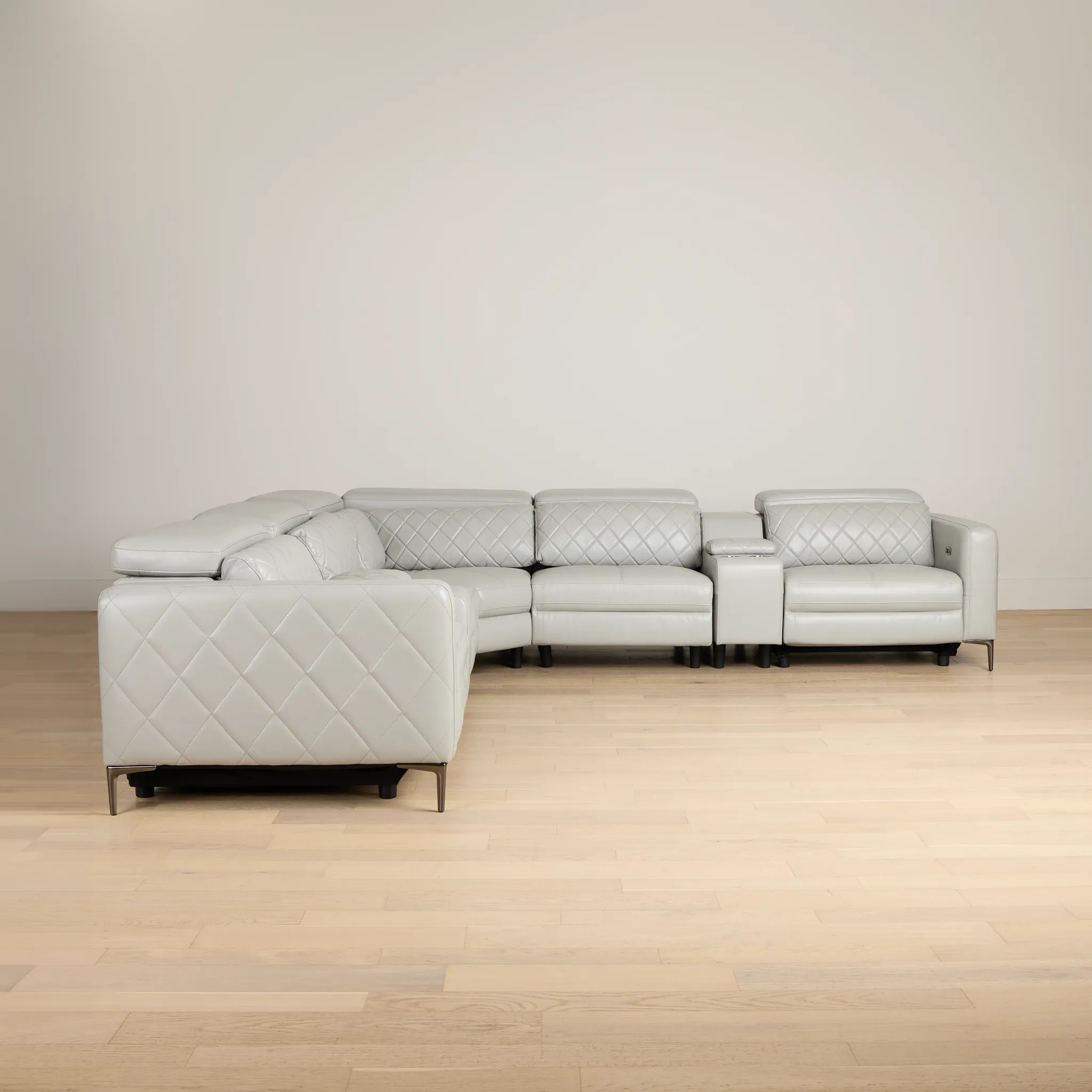 Ava Light Gray Micro Large Dual Power Reclining Two-arm Sectional